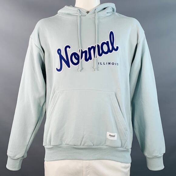 RIVIAN Size L Normal Light Blue Logo Cotton Hooded Sweatshirt - Picture 1 of 5